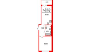 Квартира в ЖК ЦДС Новые горизонты-2, 1 комнатная, 37.64 м², 11 этаж