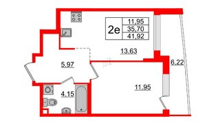 Квартира в ЖК ЦДС Новые горизонты-2, 1 комнатная, 35.7 м², 10 этаж