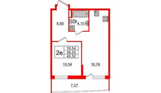 Квартира в ЖК ЦДС Новые горизонты-2, 1 комнатная, 38.25 м², 19 этаж