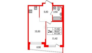 Квартира в ЖК ЦДС Новые горизонты-2, 1 комнатная, 36.67 м², 22 этаж