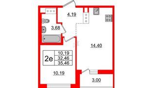 Квартира в ЖК ЦДС Новые горизонты-2, 1 комнатная, 32.43 м², 9 этаж