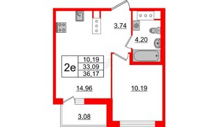 Квартира в ЖК ЦДС Новые горизонты-2, 1 комнатная, 33.09 м², 9 этаж