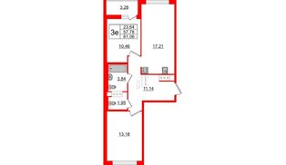 Квартира в ЖК ЦДС Новые горизонты-2, 2 комнатная, 57.63 м², 15 этаж