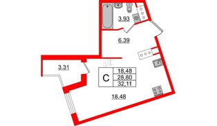 Квартира в ЖК ЦДС Новые горизонты-2, студия, 28.8 м², 5 этаж