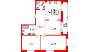 Квартира в ЖК Modum, 2 комнатная, 88.28 м², 8 этаж