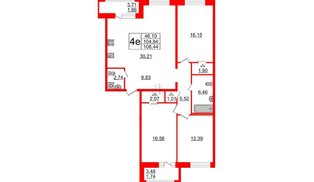 Квартира в ЖК Модум, 3 комнатная, 108.44 м², 2 этаж