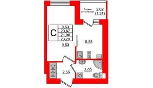 Квартира в ЖК Олимпия-12, студия, 21.98 м², 3 этаж