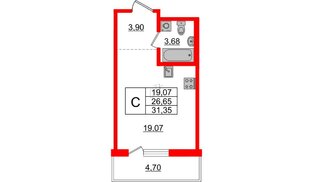 Квартира в ЖК ЦДС Новые горизонты-2, студия, 26.65 м², 6 этаж
