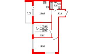 Квартира в ЖК ЦДС Новые горизонты-2, 2 комнатная, 53.18 м², 8 этаж