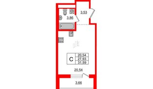 Квартира в ЖК ЦДС Новые горизонты-2, студия, 27.93 м², 6 этаж
