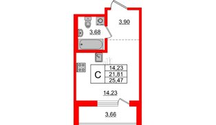 Квартира в ЖК ЦДС Новые горизонты-2, студия, 21.81 м², 8 этаж