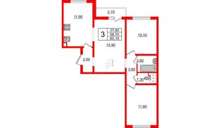 Квартира в ЖК 'Цветной город', 3 комнатная, 60.1 м², 20 этаж