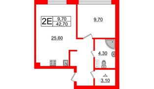Апартаменты в ЖК Инвест-отель «IN2IT», 1 комнатные, 42.14 м², 28 этаж