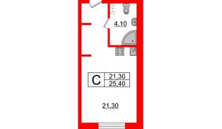 Апартаменты в ЖК Инвест-отель «IN2IT», студия, 25.46 м², 14 этаж
