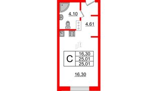 Апартаменты в ЖК Инвест-отель 'IN2IT', студия, 24.01 м², 8 этаж