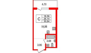 Квартира в ЖК ЦДС Новые горизонты-2, студия, 26.14 м², 19 этаж
