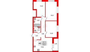 Квартира в ЖК ID Мурино 2, 3 комнатная, 69.8 м², 7 этаж