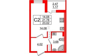 Квартира в ЖК 'Чкалов', студия, 23.02 м², 12 этаж
