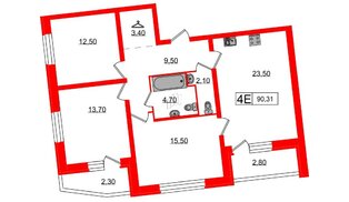 Квартира в ЖК 'Звёзды Столиц', 3 комнатная, 85.3 м², 1 этаж