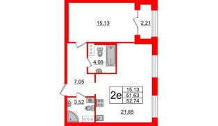 Квартира в ЖК ID Парк Победы, 1 комнатная, 52.74 м², 10 этаж