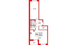 Квартира в ЖК ID Кудрово, 1 комнатная, 54.96 м², 4 этаж