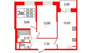Квартира в ЖК Живи в Рыбацком, 2 комнатная, 50.29 м², 8 этаж
