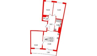 Квартира в ЖК Морская набережная.SeaView 2, 3 комнатная, 75.42 м², 14 этаж