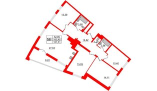 Квартира в ЖК Морская набережная.SeaView 2, 4 комнатная, 107.51 м², 14 этаж