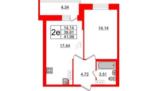 Квартира в ЖК Живи в Рыбацком, 1 комнатная, 41.98 м², 4 этаж