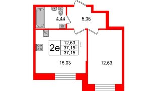 Квартира в ЖК Живи в Рыбацком, 1 комнатная, 37.15 м², 1 этаж