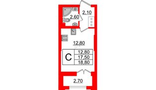 Квартира в ЖК Цивилизация на Неве, студия, 18.8 м², 17 этаж
