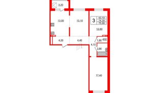 Квартира в ЖК Сибирь, 3 комнатная, 75.9 м², 5 этаж