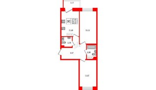 Квартира в ЖК Стороны Света, 2 комнатная, 55.05 м², 10 этаж