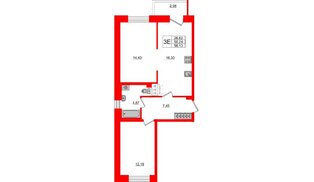 Квартира в ЖК Стороны Света, 2 комнатная, 56.13 м², 2 этаж