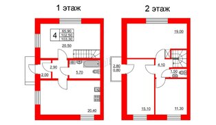 Квартира в ЖК Федоровское, 4 комнатная, 103.7 м², 1 этаж