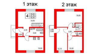 Квартира в ЖК Федоровское, 4 комнатная, 93.7 м², 1 этаж