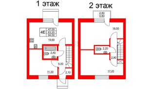 Квартира в ЖК Федоровское, 3 комнатная, 84.3 м², 1 этаж
