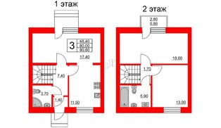 Квартира в ЖК Федоровское, 3 комнатная, 80.9 м², 1 этаж