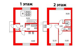 Квартира в ЖК Федоровское, 4 комнатная, 93.9 м², 1 этаж
