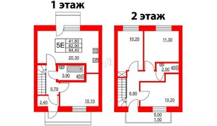 Квартира в ЖК Федоровское, 4 комнатная, 84.5 м², 1 этаж