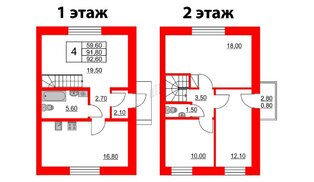 Квартира в ЖК Федоровское, 4 комнатная, 94.3 м², 1 этаж