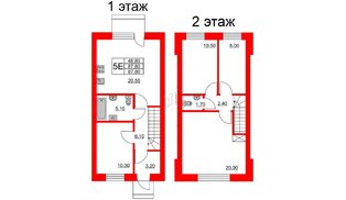 Квартира в ЖК Федоровское, 4 комнатная, 88.2 м², 1 этаж