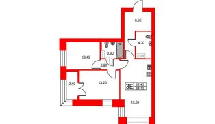 Квартира в ЖК NEWПИТЕР, 2 комнатная, 63.5 м², 5 этаж