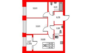 Квартира в ЖК NEWПИТЕР, 2 комнатная, 58.82 м², 2 этаж
