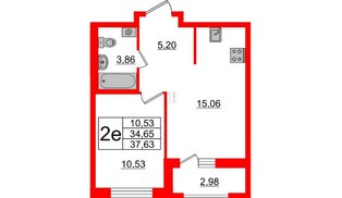 Квартира в ЖК ЦДС Новосаратовка «Город первых», 1 комнатная, 34.65 м², 13 этаж