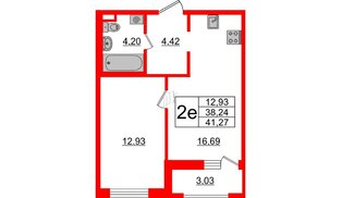 Квартира в ЖК ЦДС Новосаратовка «Город первых», 1 комнатная, 38.24 м², 9 этаж