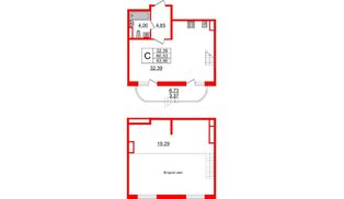 Квартира в ЖК Энфилд, студия, 63.9 м², 1 этаж