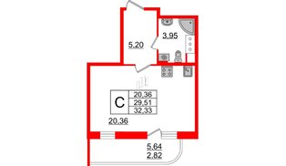 Квартира в ЖК Энфилд, студия, 34.79 м², 12 этаж