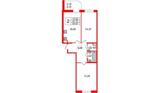 Квартира в ЖК Энфилд, 2 комнатная, 63.87 м², 2 этаж