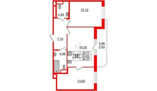 Квартира в ЖК Энфилд, 2 комнатная, 66.55 м², 2 этаж